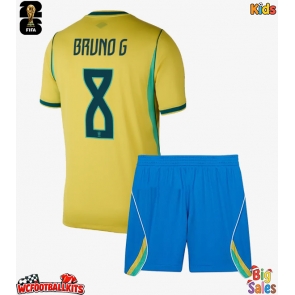 Brazil Bruno Guimaraes #8 Replica Home Stadium Kit for Kids World Cup 2026 Short Sleeve (+ pants)